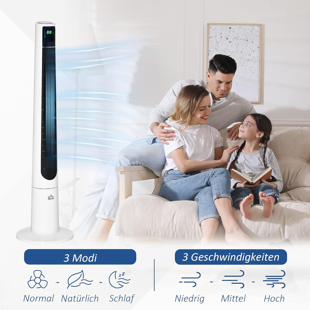 HOMCOM 118,2 cm Turmventilator mit Fernbedienung 3 Modi 3-Stufen und Geschwindigkeiten Ventilator St