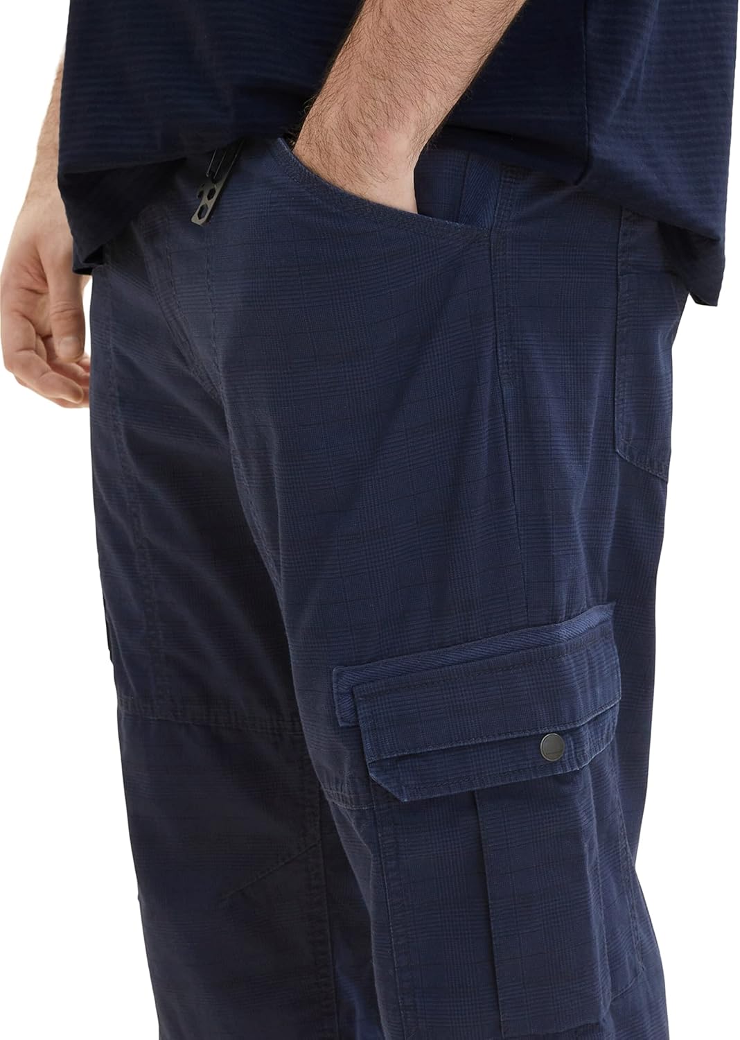 TOM TAILOR Herren Plussize Cargo Max Overknee Bermuda Shorts 48 Grosse Grössen 31293 - Navy Check, 4