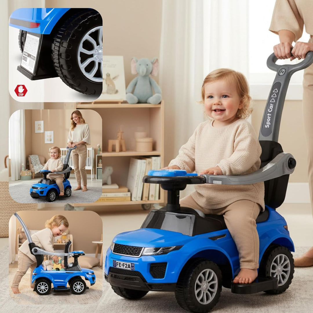 4in1 Kinderauto Rutschauto ab 2 Jahre und Schiebeauto mit Hupe und Musik, Rutschauto mit Stauraum un