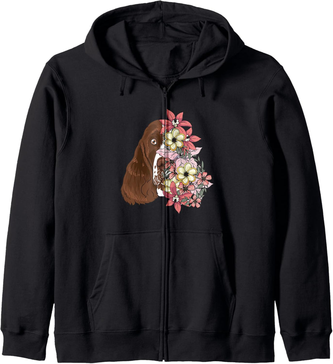 English Springer Spaniel Hund mit Blumen Kapuzenjacke