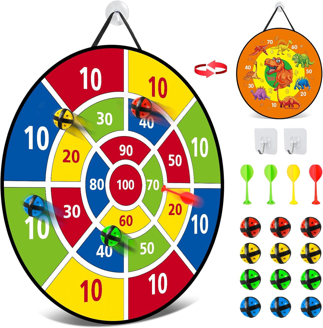 Dartscheibe für Kinder - 26 inches, Montessori Spielzeug Dinosaurier Thema Dart Board mit 12 Bällen