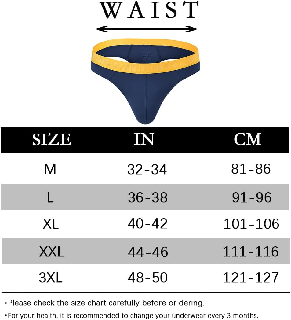 BIATWOWR Men's Thongs Underwears G Strings Mens Sexy Bulge Ball Pouch Slip Underwear Wide Band Male