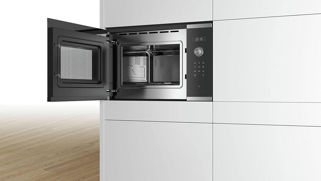 Bosch BFL554MS0 Einbau-Mikrowelle, Edelstahl, 25 l, 900 W, Schwarz