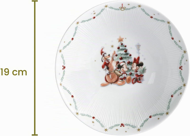 Micky, Minnie &amp; Pluto Schale Disney, 4er-Set, 19 cm, Porzellan, Spülmaschinenfest, Winter, Weiss Sch