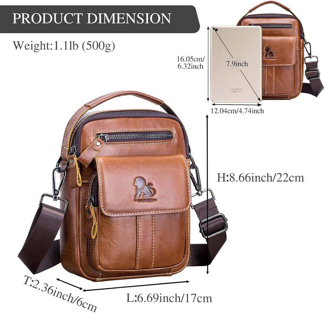 BAIGIO Umhängetaschen Herren Klein Herrentasche Leder Schultertasche Ledertasche für Männer Arbeit R