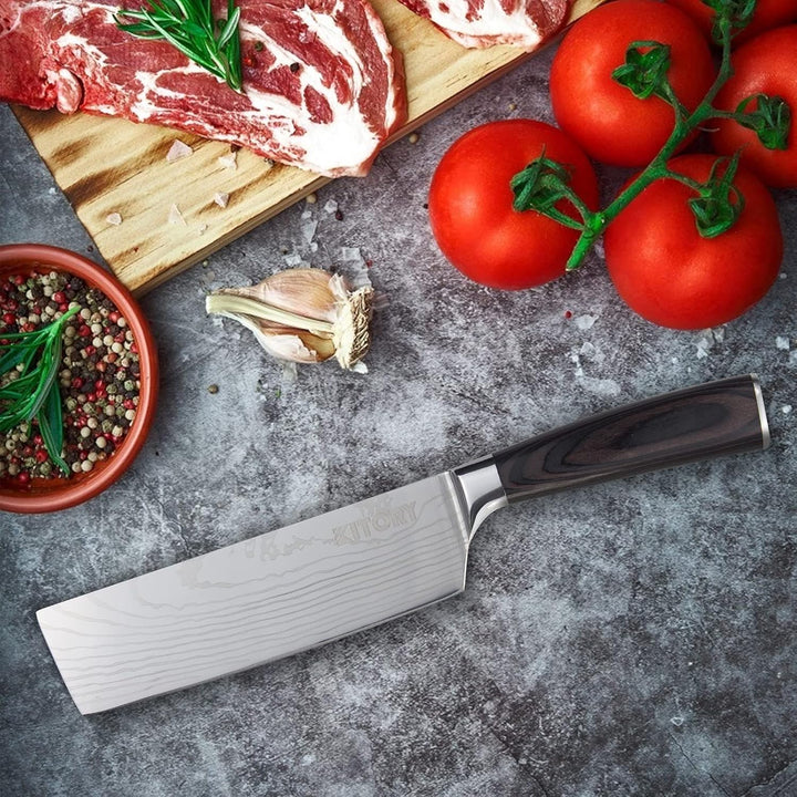 Kitory Japanisches Nakiri Messer 17 cm Klinge, Kochmesser Profi Küchenmesser mit Klingenschutz, Hoch