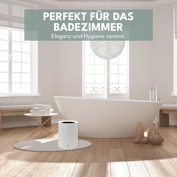 12L Mülleimer Weiss Matt – Vielseitiger Badezimmer Papierkorb & WC Mülleimer, Eleganter Büro Mülleim