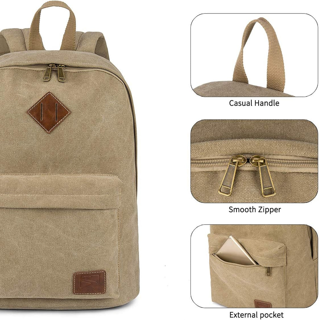seemeroad Canvas Vintage Rucksack Ultraleichter und Lässiger Rucksäcke Laptop Daypack Schulrucksack