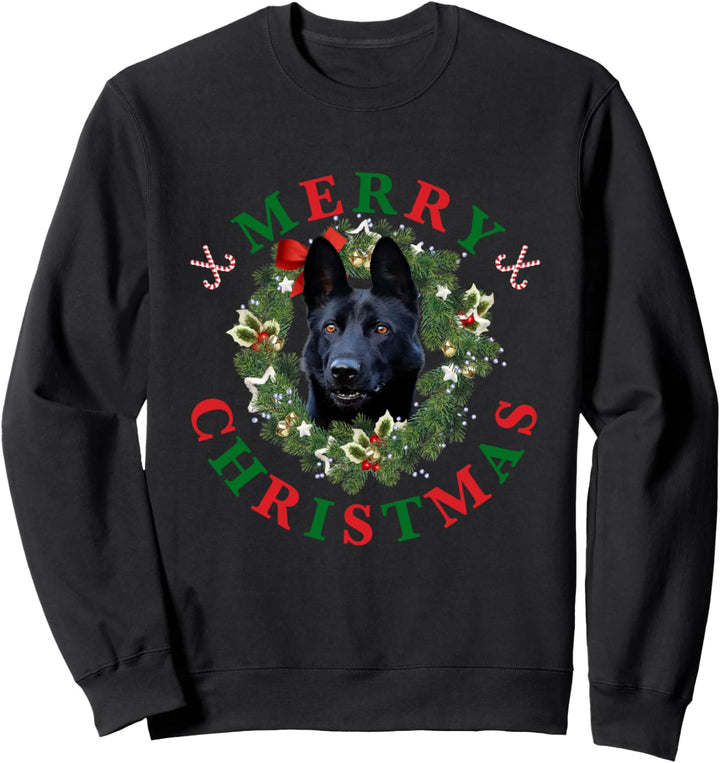 Schwarzer Deutscher Schäferhund - Weihnachtshund - Frohe Weihnachten Sweatshirt