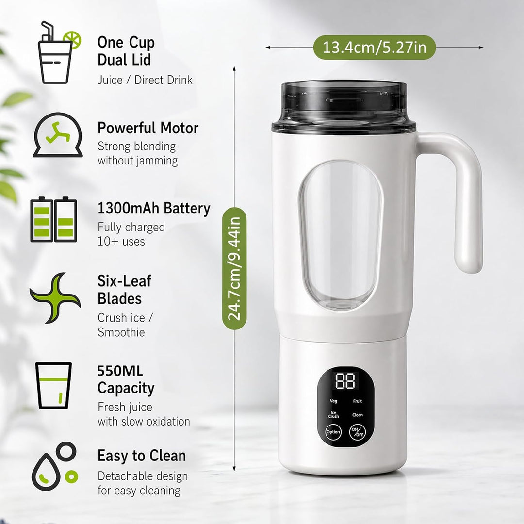 MeYuxg Tragbarer Mixer 550ml, Standmixer Klein mit Griff, Smoothie Maker, USB Wiederaufladbar Portab