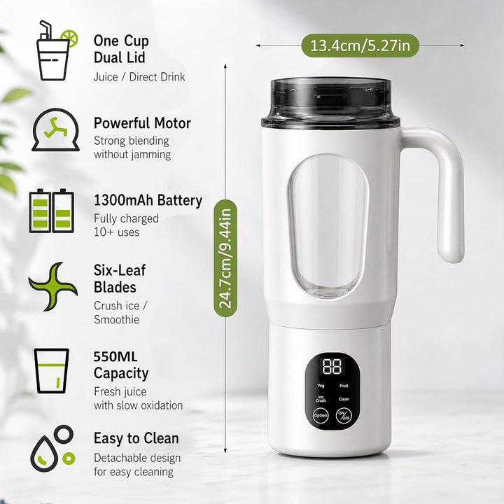 MeYuxg Tragbarer Mixer 550ml, Standmixer Klein mit Griff, Smoothie Maker, USB Wiederaufladbar Portab