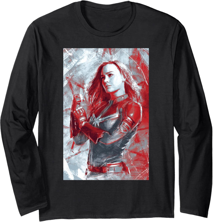Marvel Avengers Captain Marvel Red Painted Portrait Langarmshirt