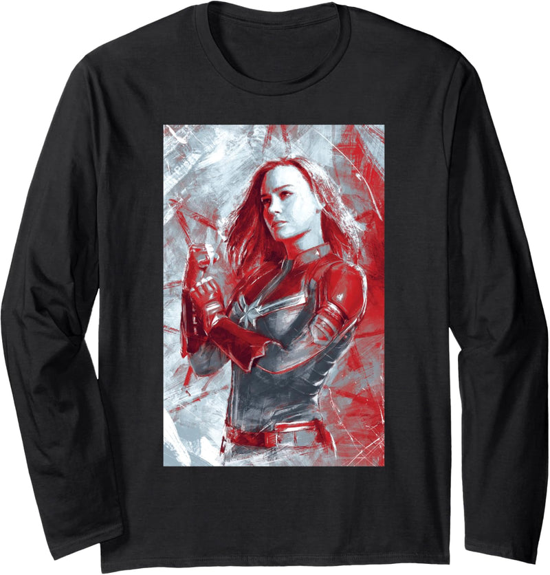 Marvel Avengers Captain Marvel Red Painted Portrait Langarmshirt