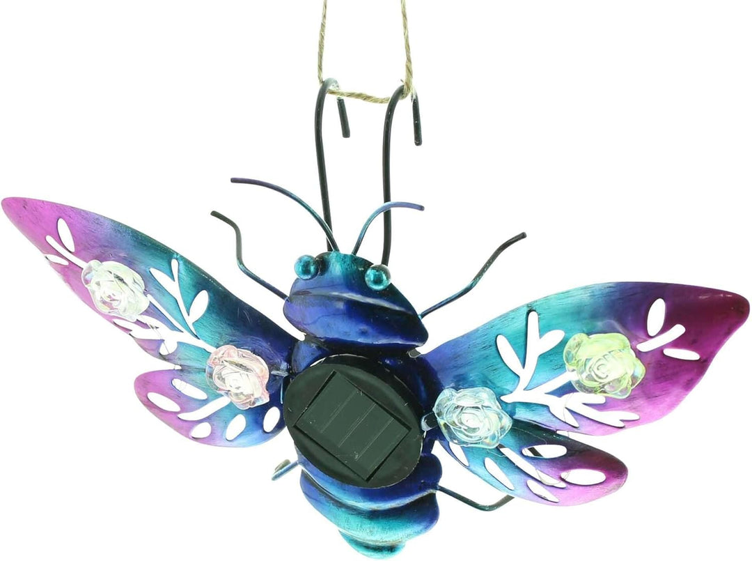 FRANK FLECHTWAREN Solar-Deko Butterfly & Beetle, 2er Set, Metall, lackiert, je 4 warmweisse LEDs, So