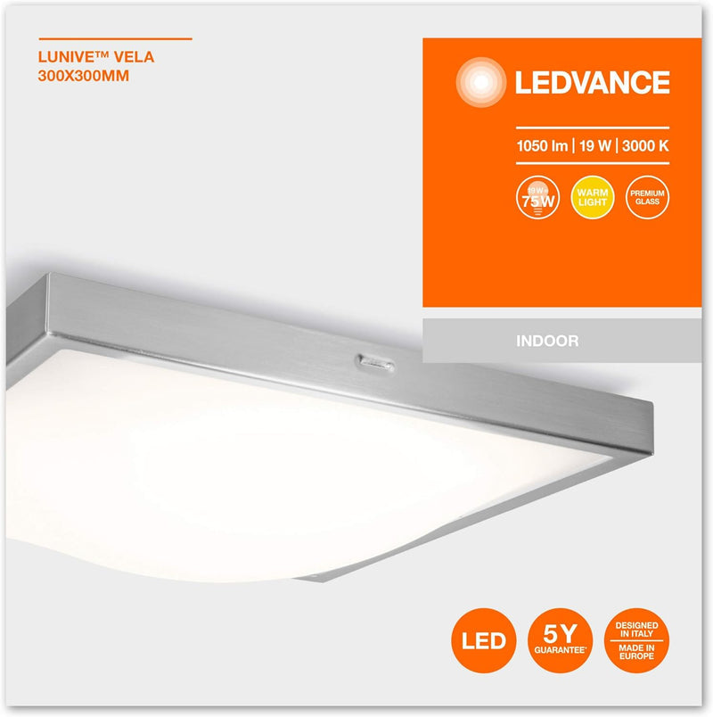 LEDVANCE LED Wand- und Deckenleuchte, Leuchte für Innenanwendungen, Warmweiss, 305,0 mm x 305,0 mm x