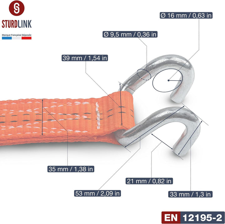 Automatik Spanngurt 5m 35mm mit U Haken 1000kg / 2000kg | Set von 2 Spanngurte Selbstaufrollend | Au