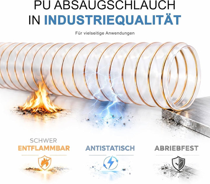 AWM Absaugschlauch Ø 120 mm transparent 0,4 mm Absauganlage Spiralschlauch schwer entflammbar Flexsc