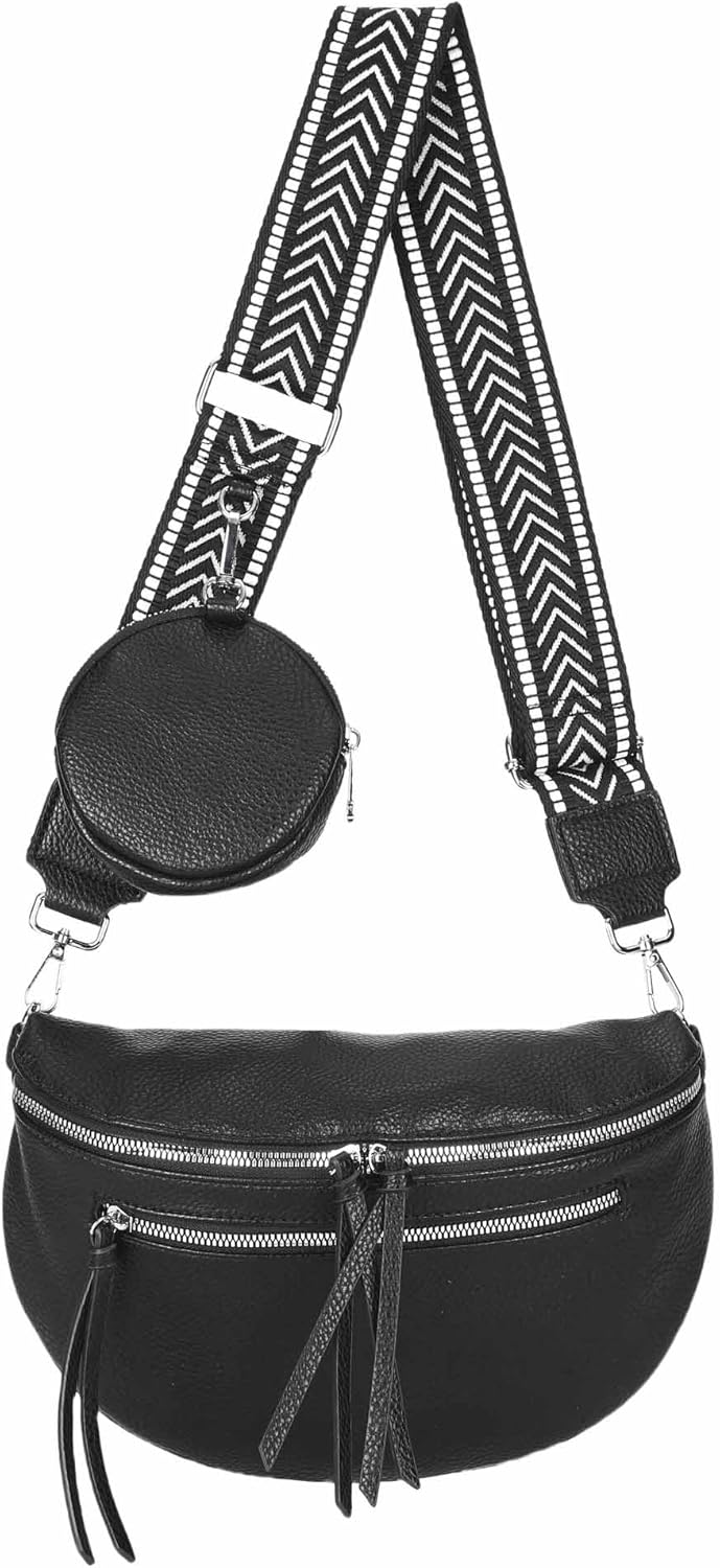OBC ITALYSHOP24 Damen Tasche Umhängetasche Brusttasche Muster Gürtel Bauchtasche Crossbody Gürteltas