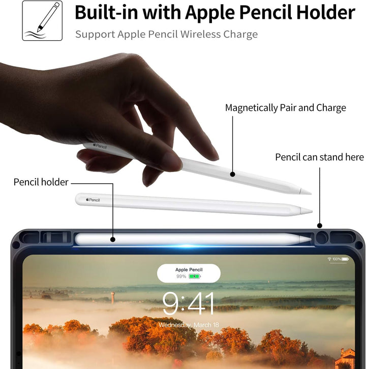 iPad Pro 11 Case 2021 3rd/2nd/1st Generation 2020 2018 with Pencil Holder Brown Burgundy, Burgundy