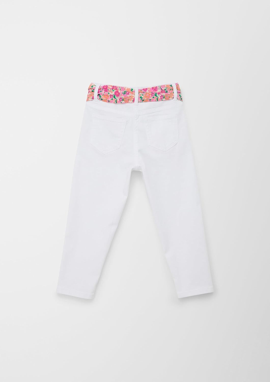 s.Oliver Mädchen Hose mit Bindegürtel, Relaxed Fit 98 Weiss, 98 Weiss