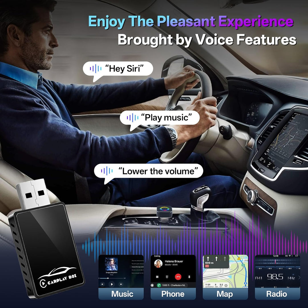 4in1 Wireless CarPlay Adapter – Kabelgebunden zu Kabellos für CarPlay &amp; Android Auto mit Mirror Link