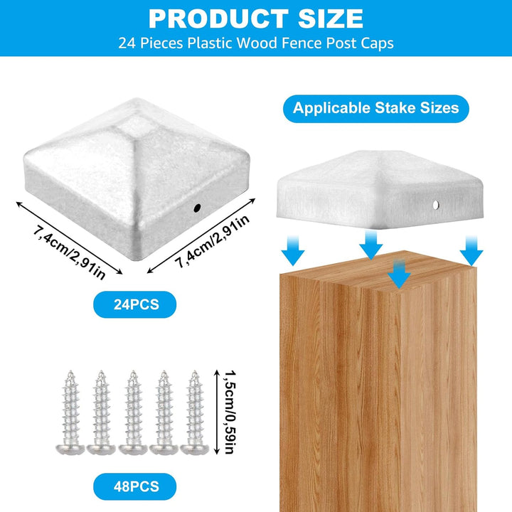 24 Stück Pfostenkappe 7x7 cm, Edelstahl Pfostenkappen, Zaunpfosten Kappen, Pfostenkappe Quadratisch,