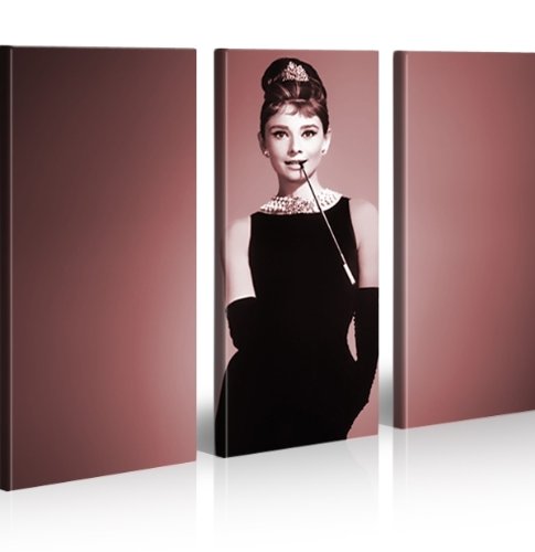 islandburner Bild Bilder auf Leinwand Audrey Hepburn V2 XXL Poster Leinwandbild Wandbild Dekoartikel
