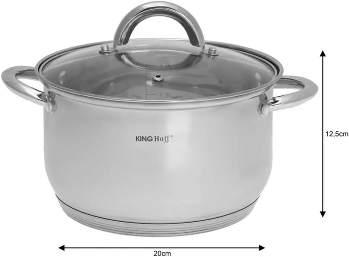 6-teilig Topfset mit Deckel Induktion Topf Glasdeckel (Silber, Model 2) Ø18,20,24cm, Ø18,20,24c