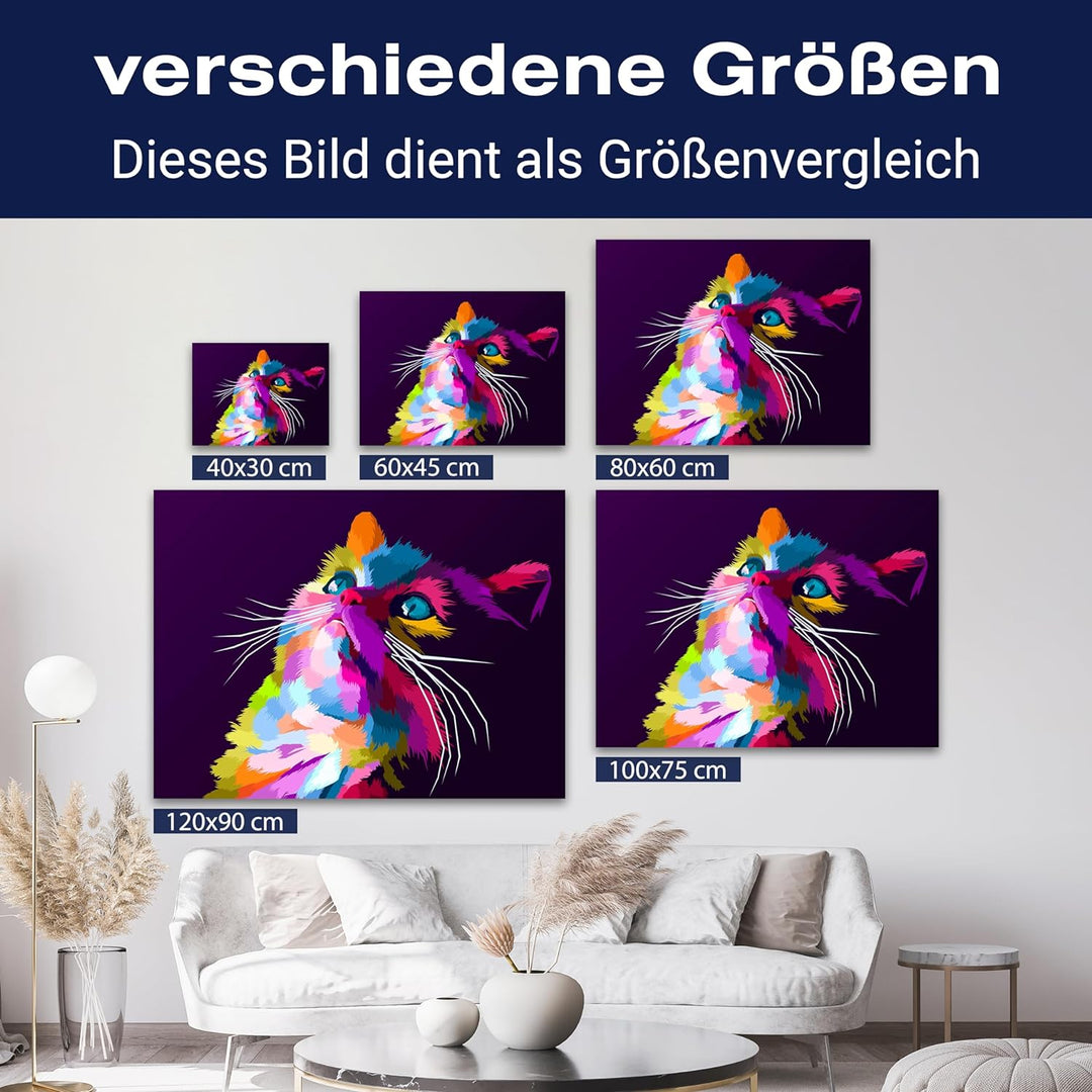 wandmotiv24 Leinwandbild Digital Art, 100x75cm, Querformat, Katze, Deko, Bilder auf Leinwand, Wandde