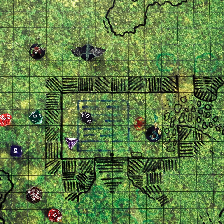 ENHANCE RPG-Raster-Spielmatte - Tabletop DND Karte (60.96 x 91.44 cm) Rollenspiel Dry-Erase Matte, k