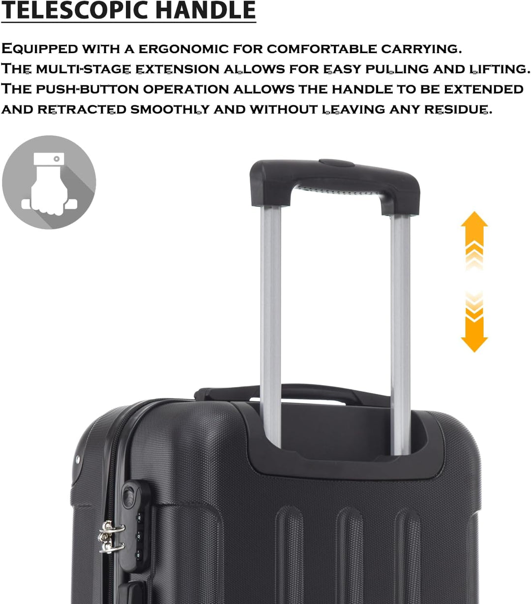 Trolley Koffer Suitcase, Reisekoffer, Rollkoffer Handgepäck, Hartschalenreisekoffer mit 4 Rollen 360