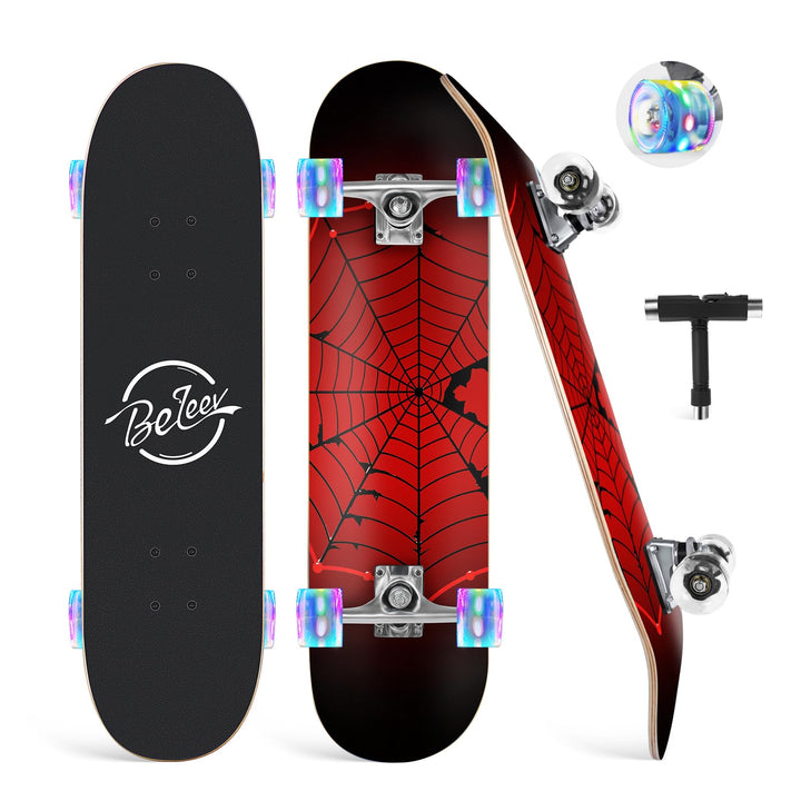 BELEEV Skateboard 31x8 Zoll Komplette Cruiser Skateboard für Kinder Jugendliche Erwachsene, 7-Lagige