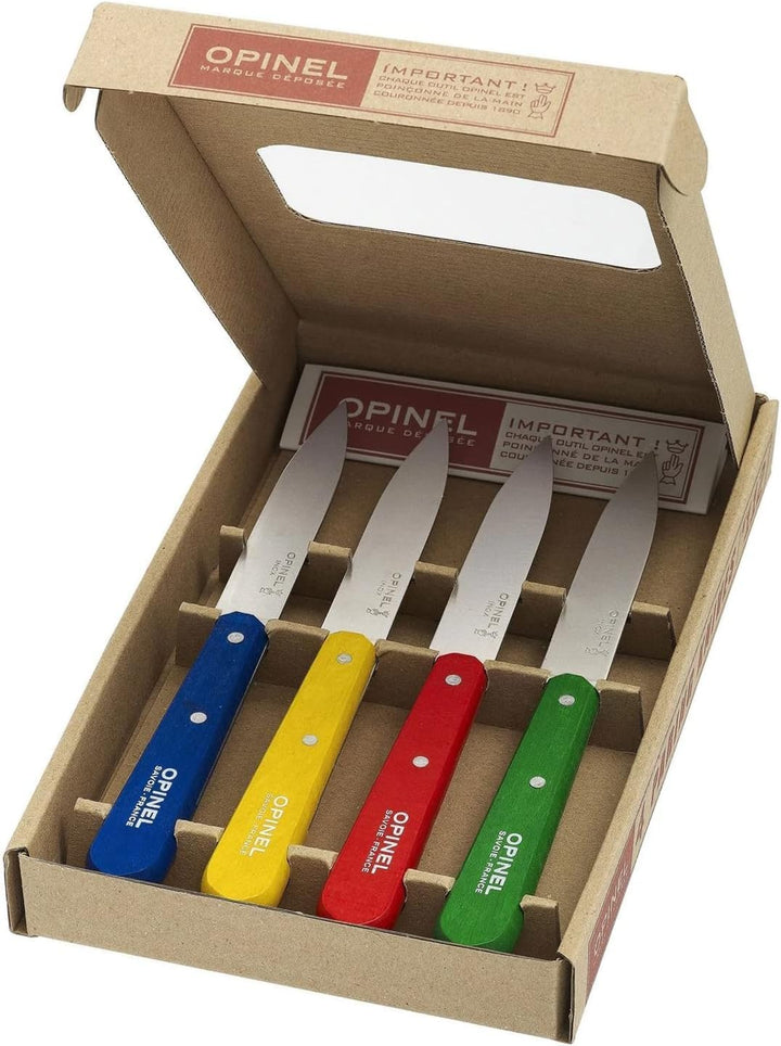 Opinel Küchenmesserset 4-teilig farbige Buchenholzgriffe 254316