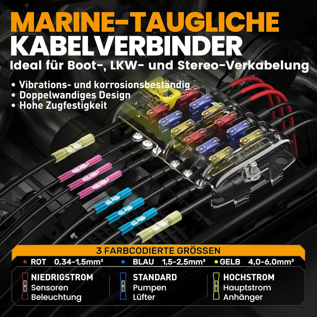 Crimpzange Stossverbinder Set,Stossverbinder zange 0,34-6 mm²,100 stück Stossverbinder mit Schrumpfs