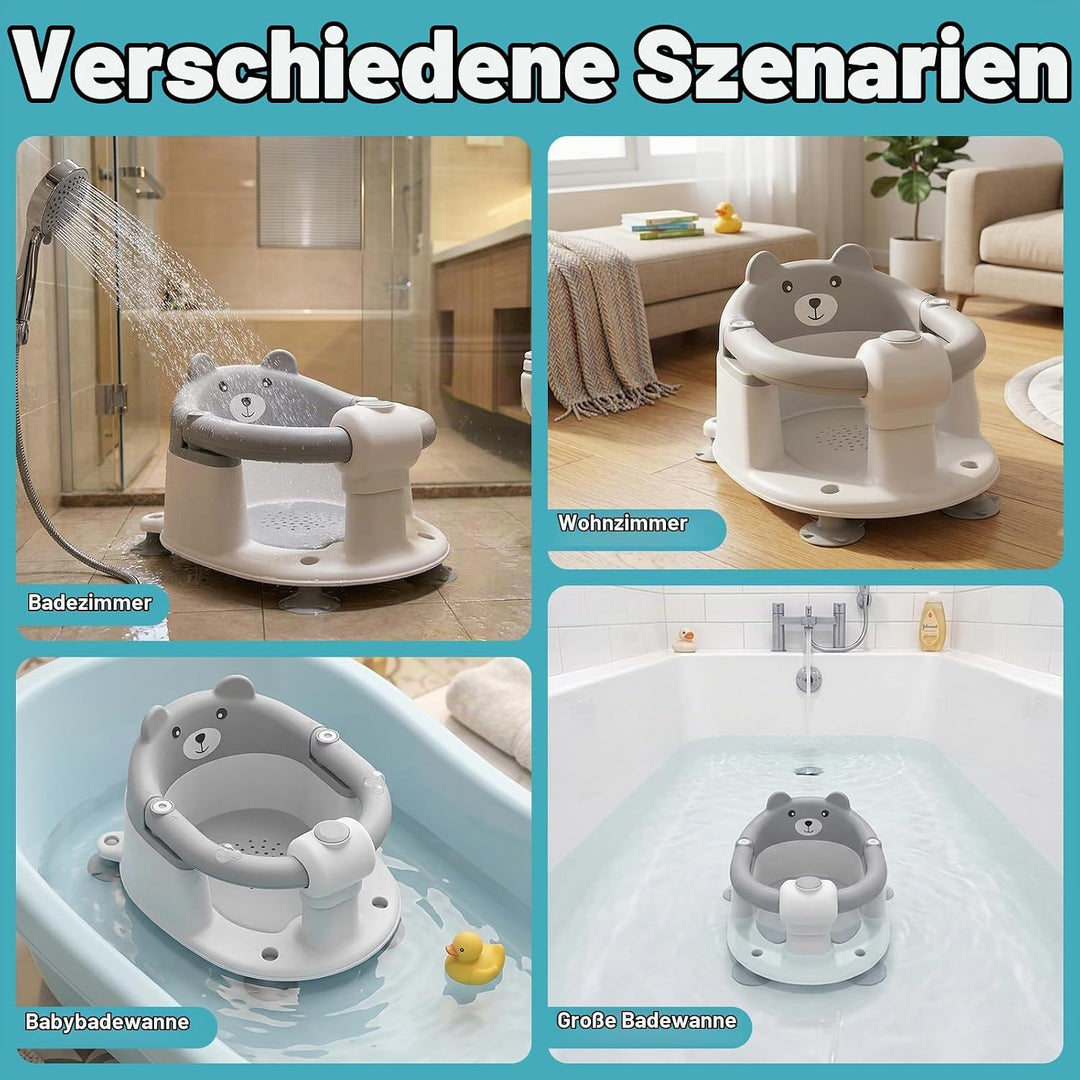 Highbird Badewannensitz Baby ab 6 Monate, Rutschfester Badesitz mit 4 Starken Saugnäpfen und Weichem