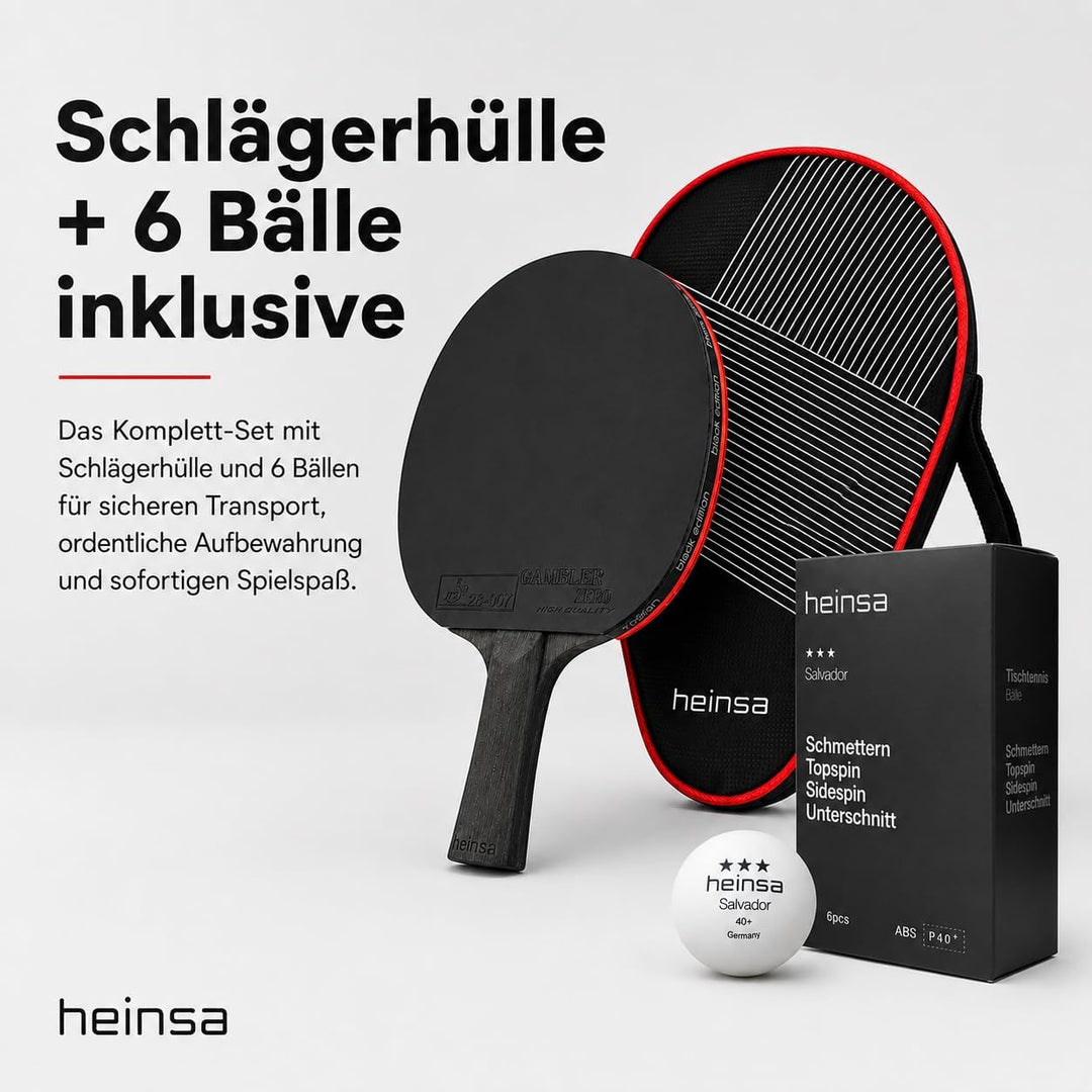 heinsa Carbon Profi Tischtennisschläger ITTF Wettkampf zugelassen Black Edition aus Lichtnussbaum mi