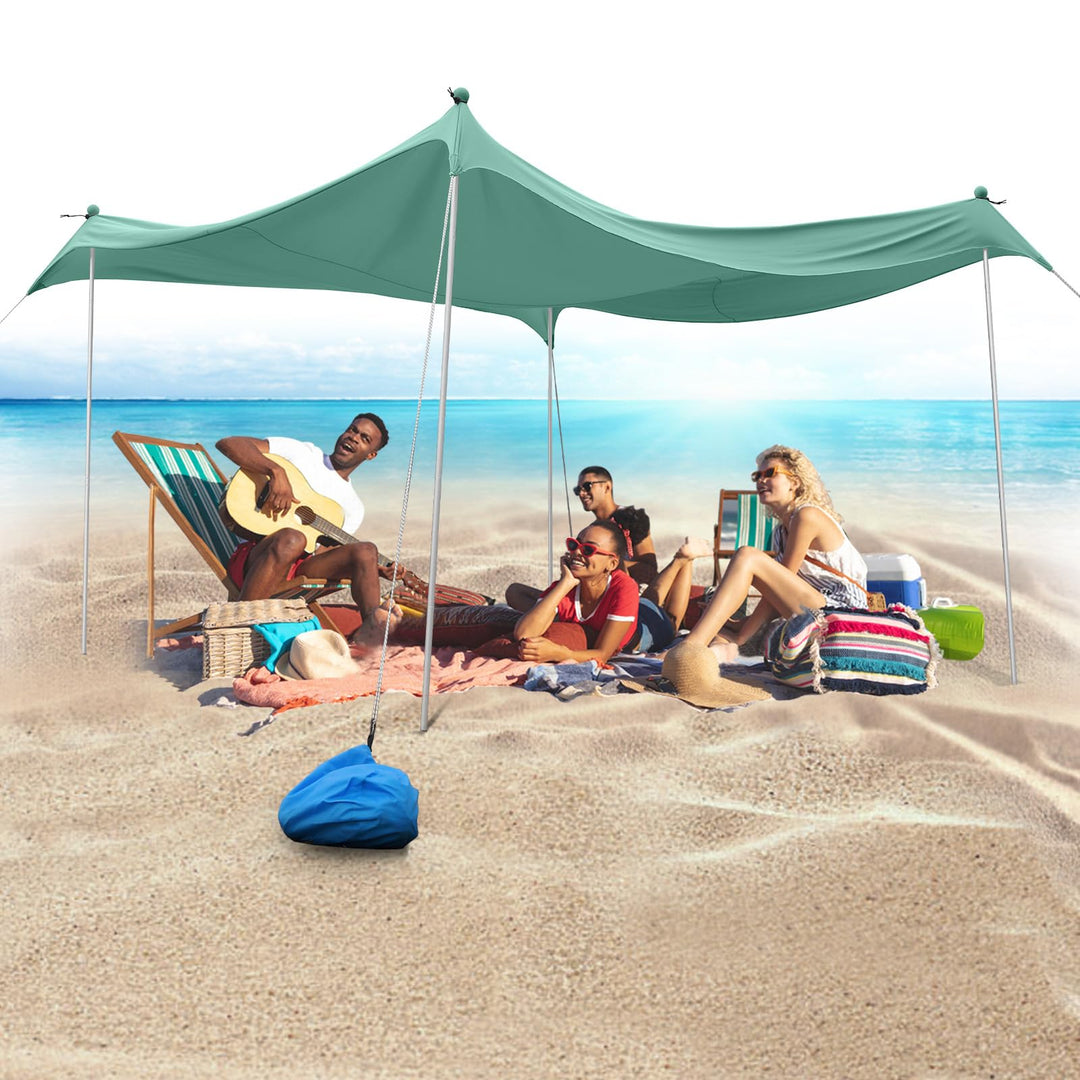 JAICOM Strandzelt, 3x3m Strandmuschel, UPF50+ UV-Schutz | Wasserdicht Sonnensegel, Mit Sandschaufel,