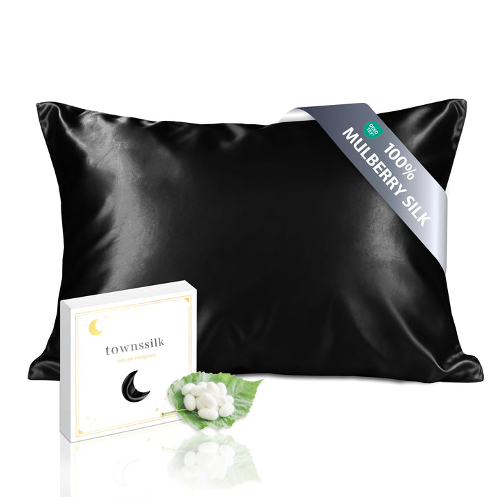 Townssilk 19 Momme 100% Seide Kissenbezug 1 Stück 50x75cm Schwarz 50x75cm Black, 50x75cm Black