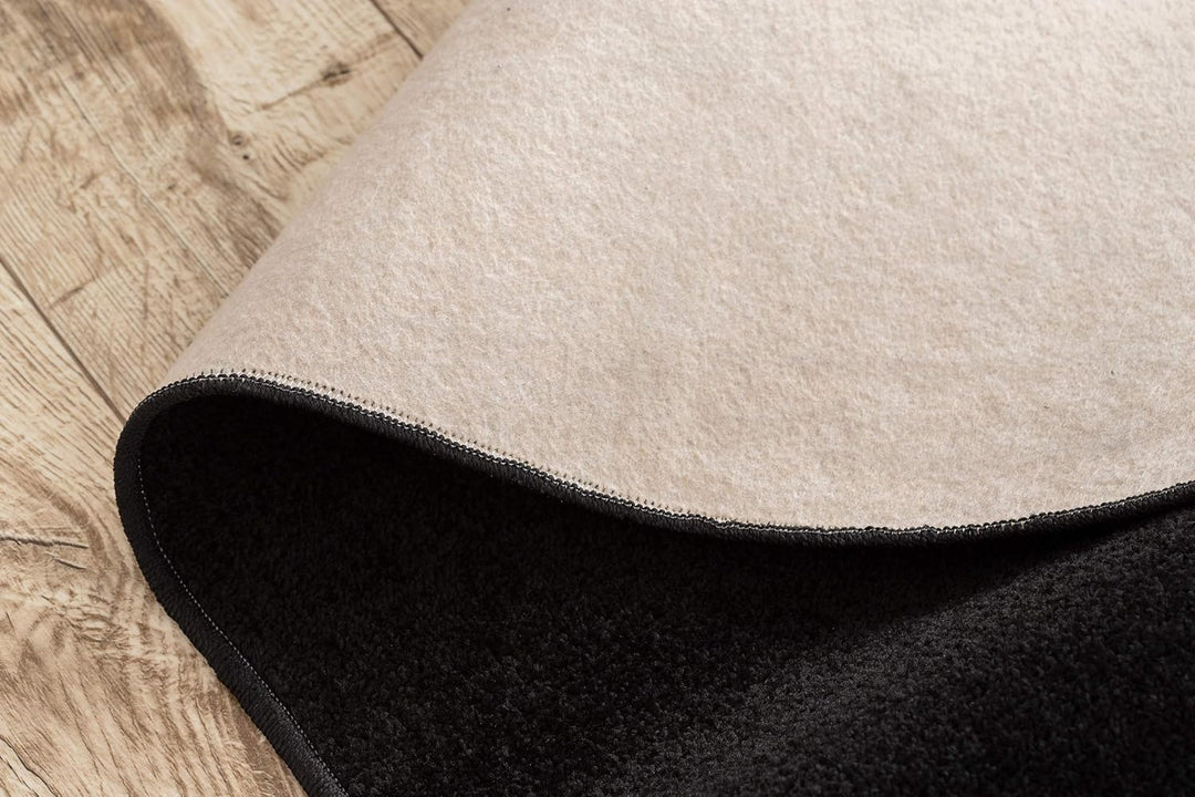 Einfarbiger Teppich Trendy für Zimmer, Wohnzimmer, Schlafzimmer, Teppichboden Auslegware, schwarz, V