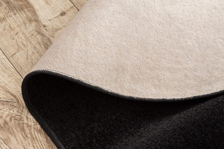 Einfarbiger Teppich Trendy für Zimmer, Wohnzimmer, Schlafzimmer, Teppichboden Auslegware, schwarz, V