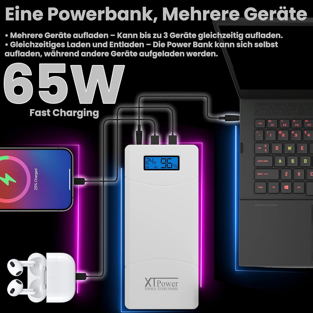 XTPower® XT-16000QC3 Powerbank moderner DC + USB QC3 Akku mit 15600mAh - 1x USB, 1x USB QC3 und DC A