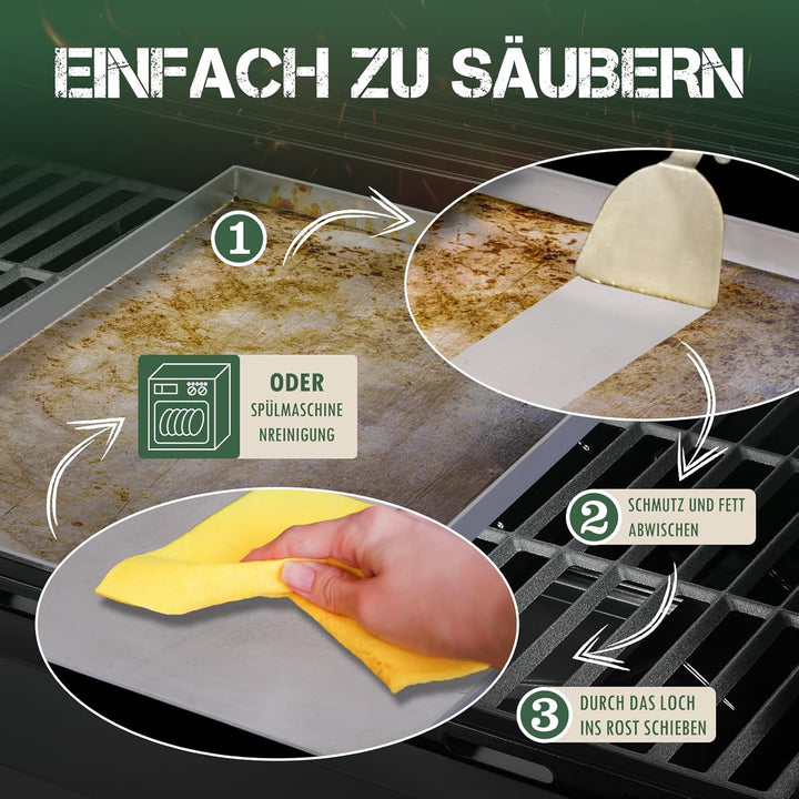 Edelstahl Plancha Grillplatte-Grillplatte für Gas & Kohlegrill -Grillzubehör Geschenk für Männer