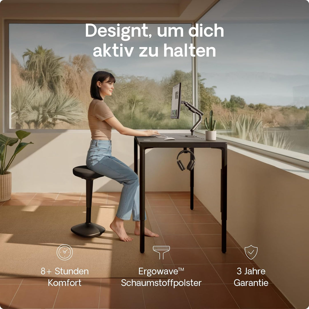 Desktronic Ergonomischer Stehhocker höhenverstellbar (57–82 cm) – Wackelhocker 37 cm Durchmesser, 36