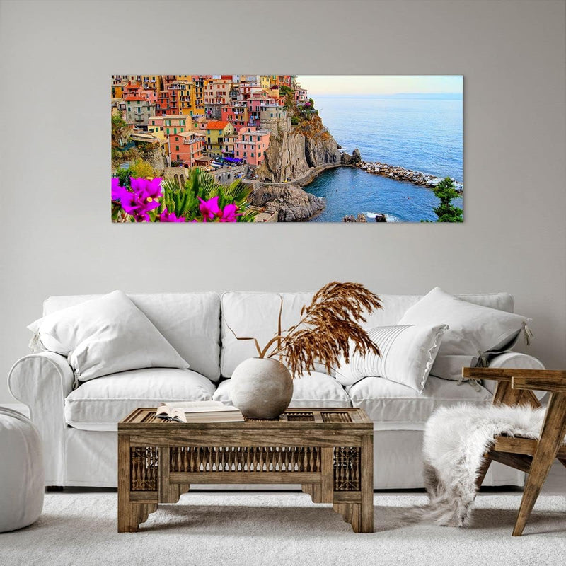 Wandbilder Dekoration Wohnzimmer Italien küste felsen landschaft Panorama Bilder auf Leinwand 120x50