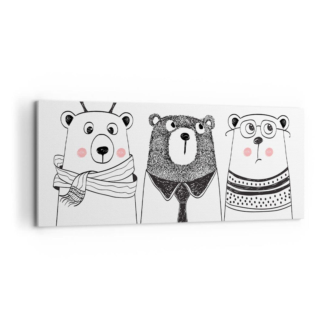 Panorama Bilder auf Leinwand 100x40cm Leinwandbild Spass süss Teddybär Gross Wanddeko Bild Schlafzim