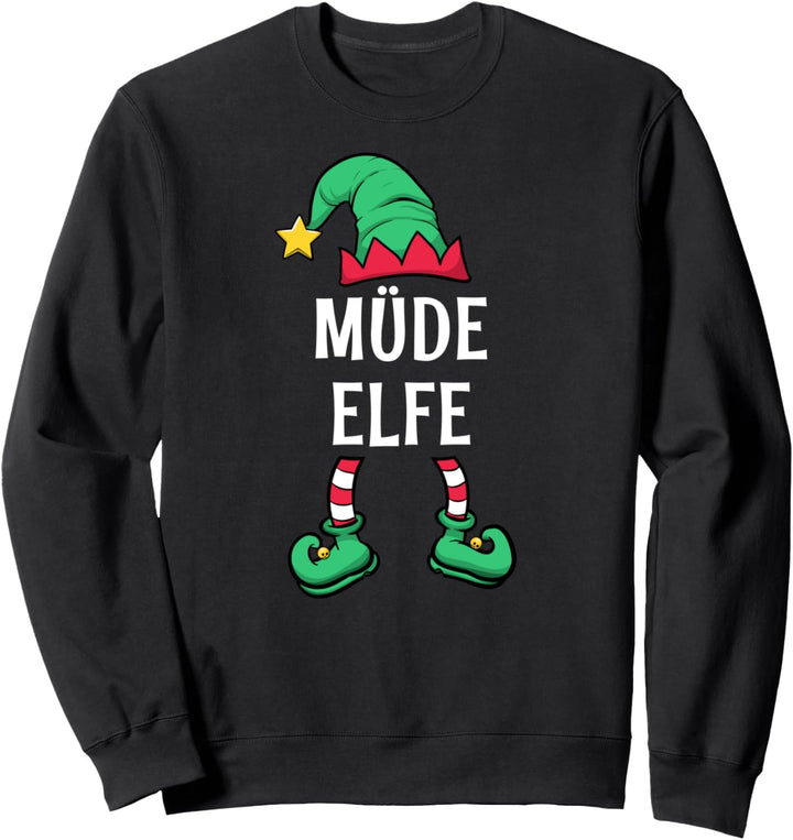 Müde Elfe Partnerlook Familien Outfit Frauen Weihnachten Sweatshirt