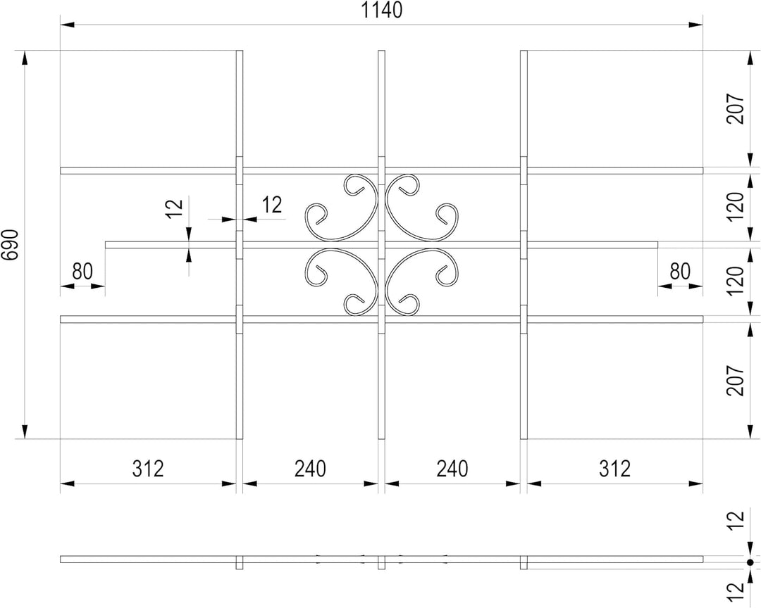 Sixone Fenstergitter Luna 1140 x 690 mm Einbruchsschutz Sicherheitsgitter Feuerverzinkt