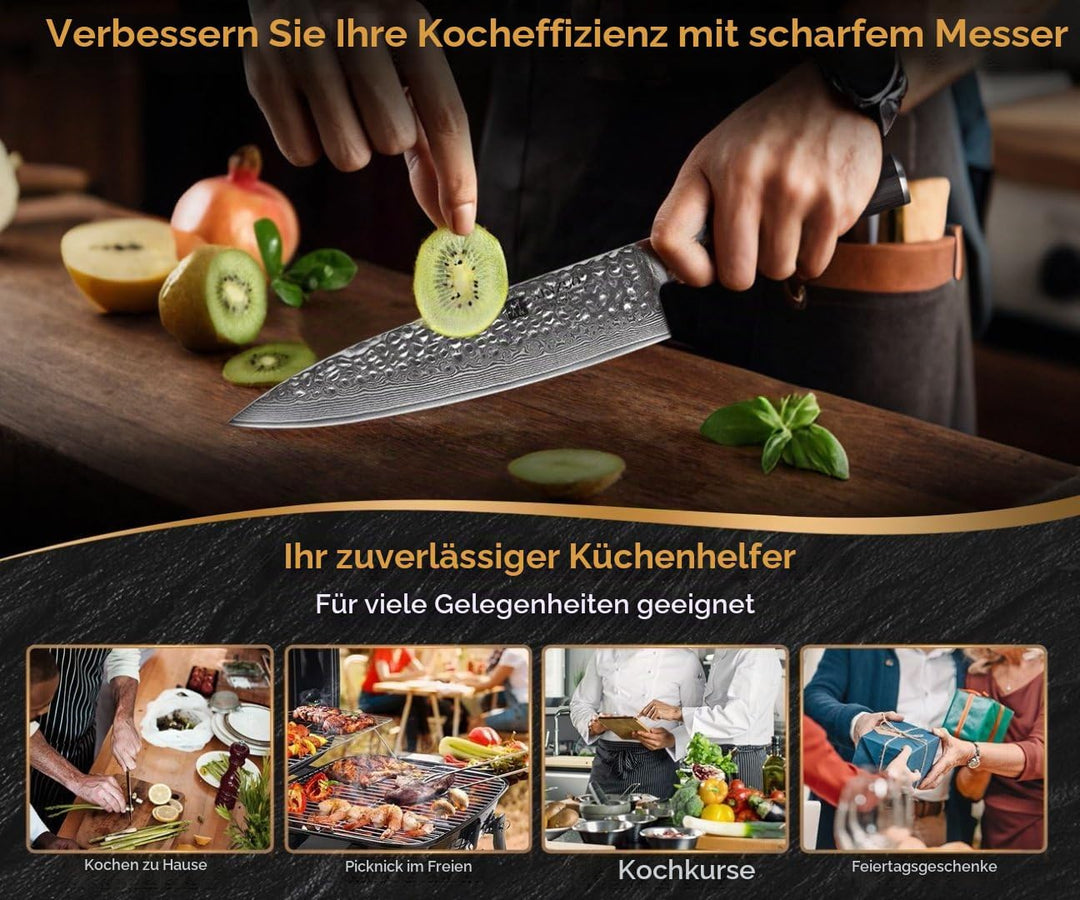 XINZUO 20.1cm Kochmesser,Scharf Profi Damaststahl Gyuto Multifunktions Chefmesser Küchenmesser mit E