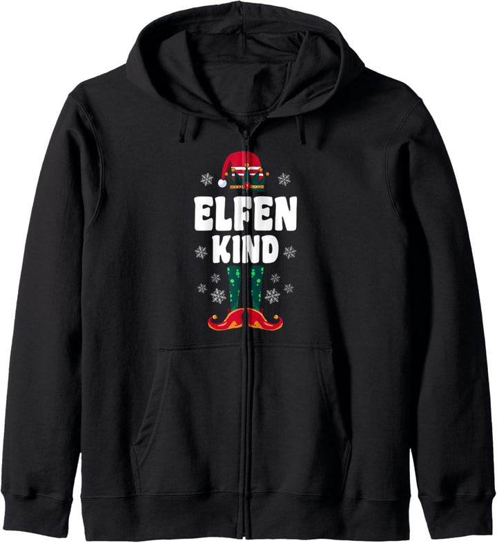 Elfen Kind Familien Weihnachts Outfit Weihnachtself Kapuzenjacke