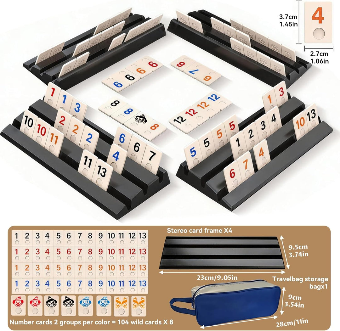 Rummy Reisespiel, Rummy Titel Set Mit 104 Karten und 4 Kartenständer Tragbares Mini Rummi Set Mit Au
